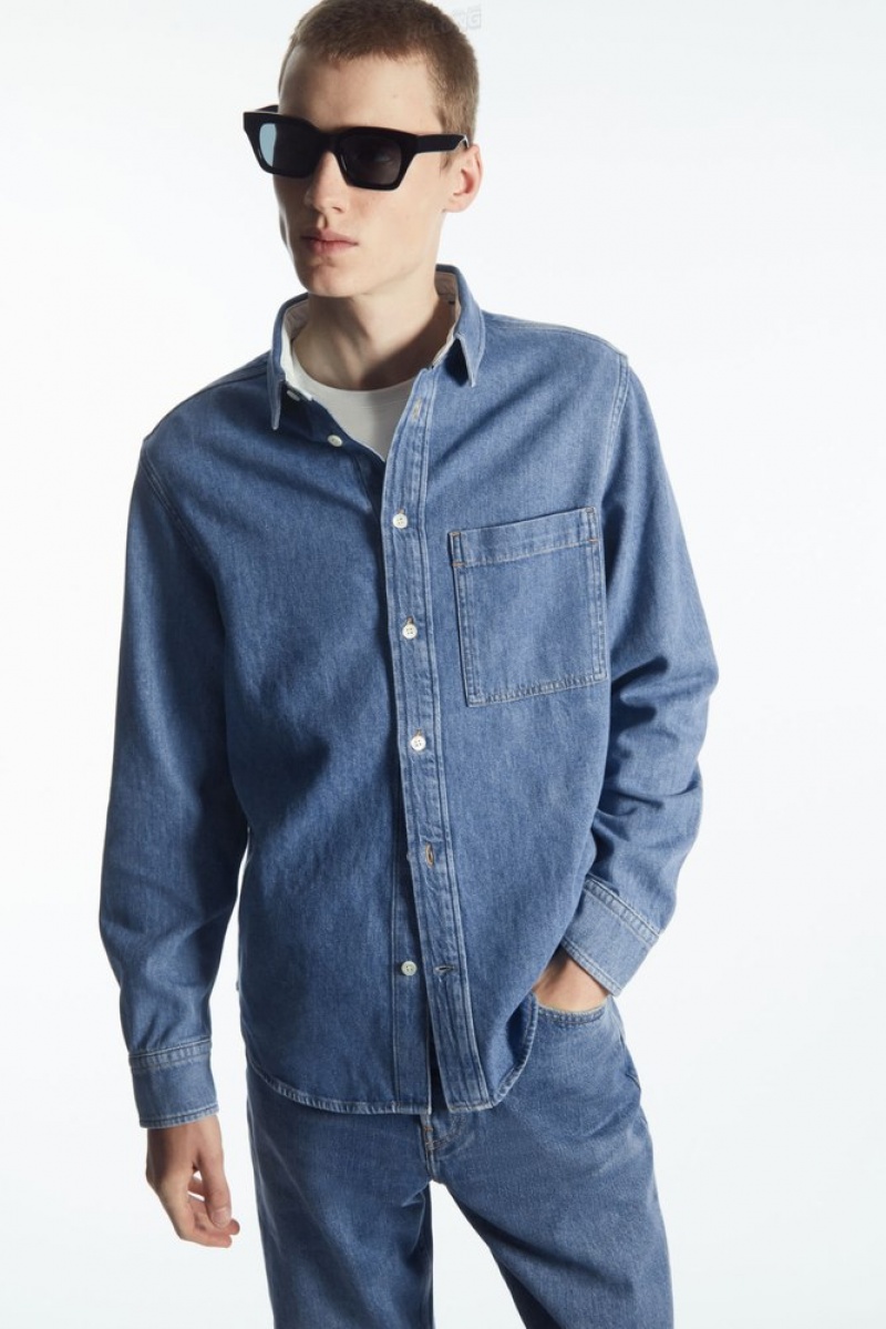 Ecru COS Cotton And Linen-Blend Denim Shirt | GS54-N7RO