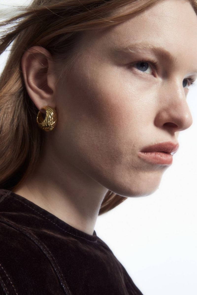 Gold COS Chunky Plait Hoop Earrings | KZ64-K2EA