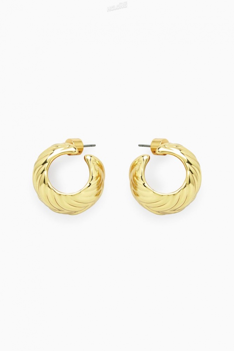 Gold COS Chunky Plait Hoop Earrings | KZ64-K2EA