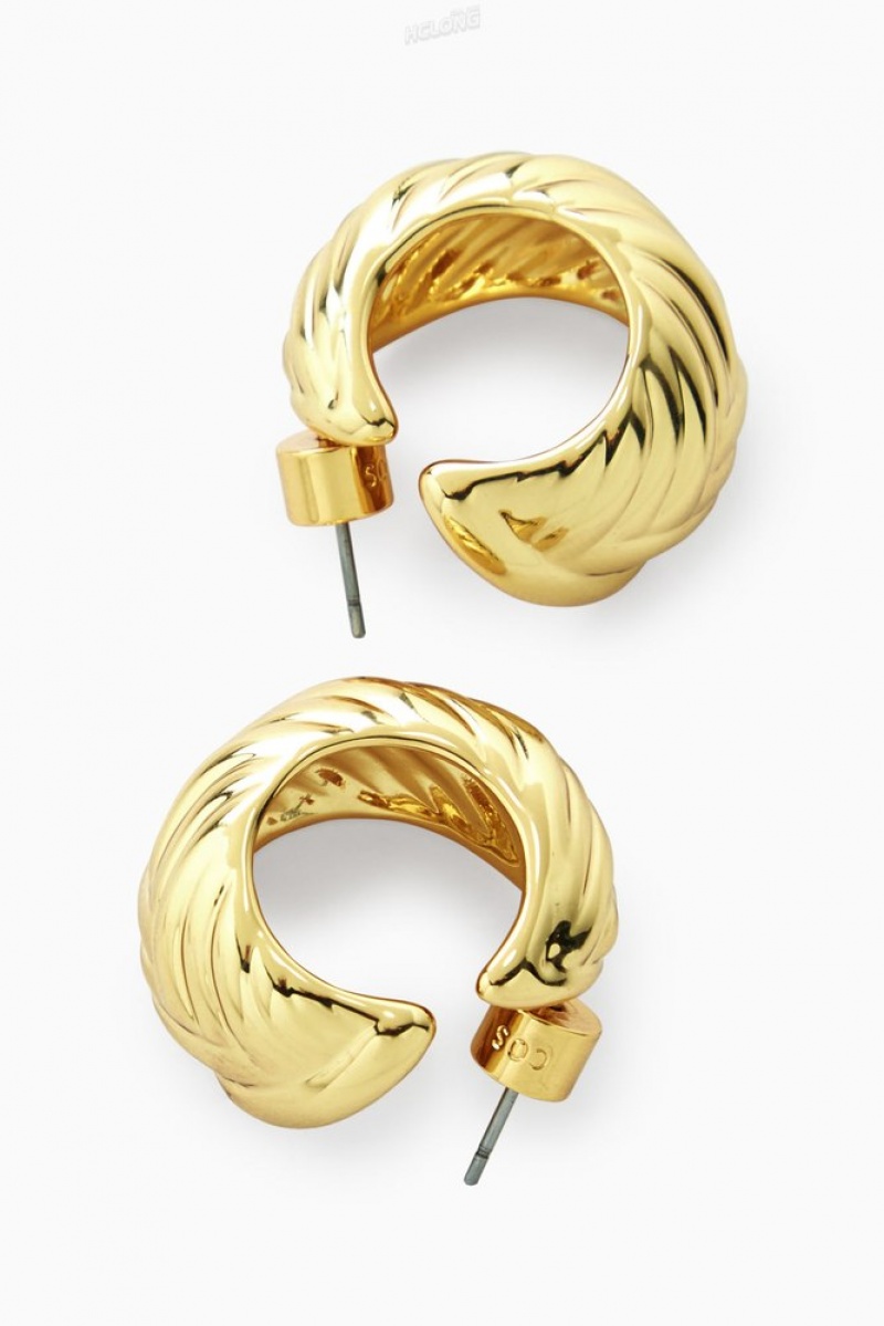 Gold COS Chunky Plait Hoop Earrings | KZ64-K2EA