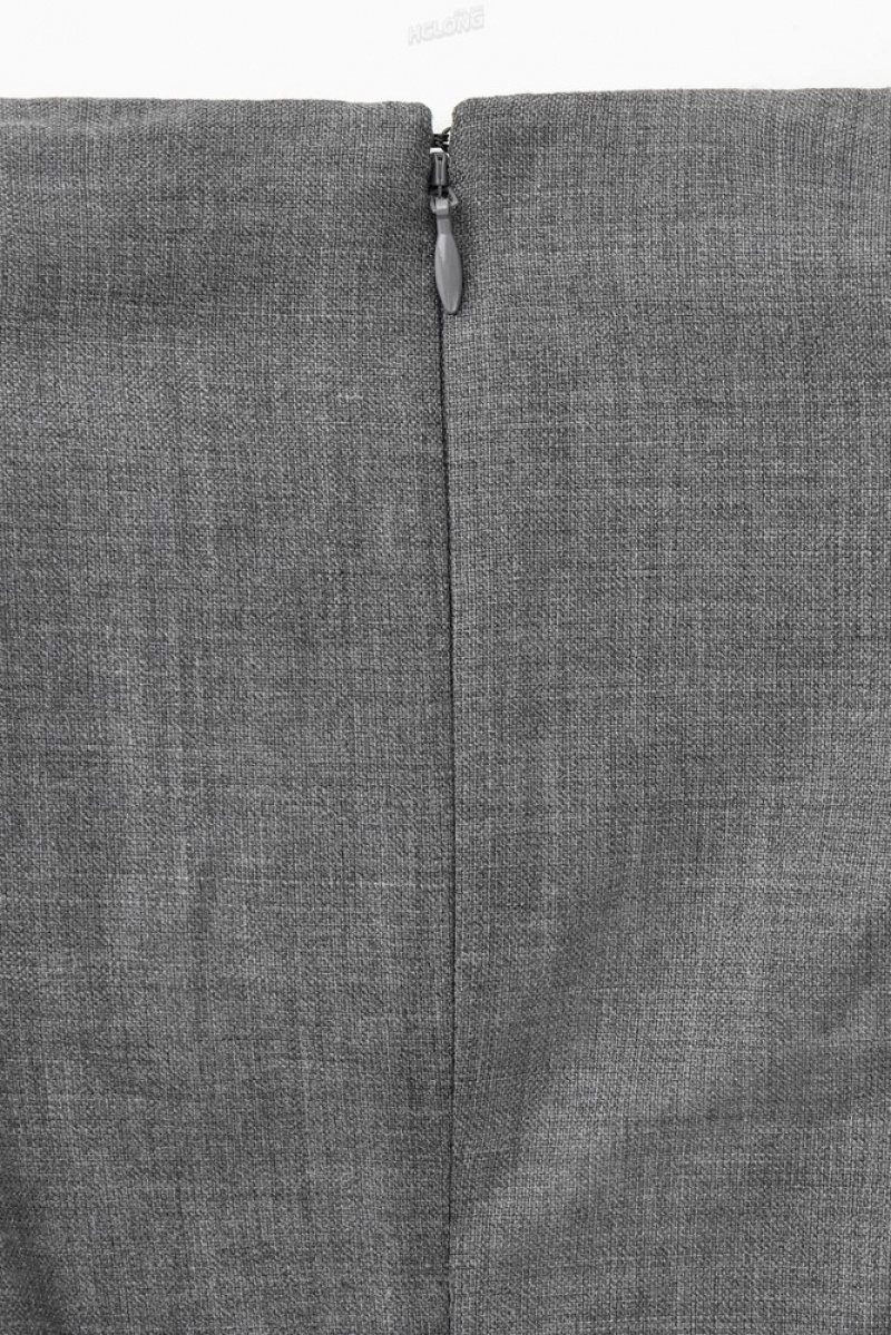 Gray COS Deconstructed Power-Shoulder Wool Top | DA59-D9XF