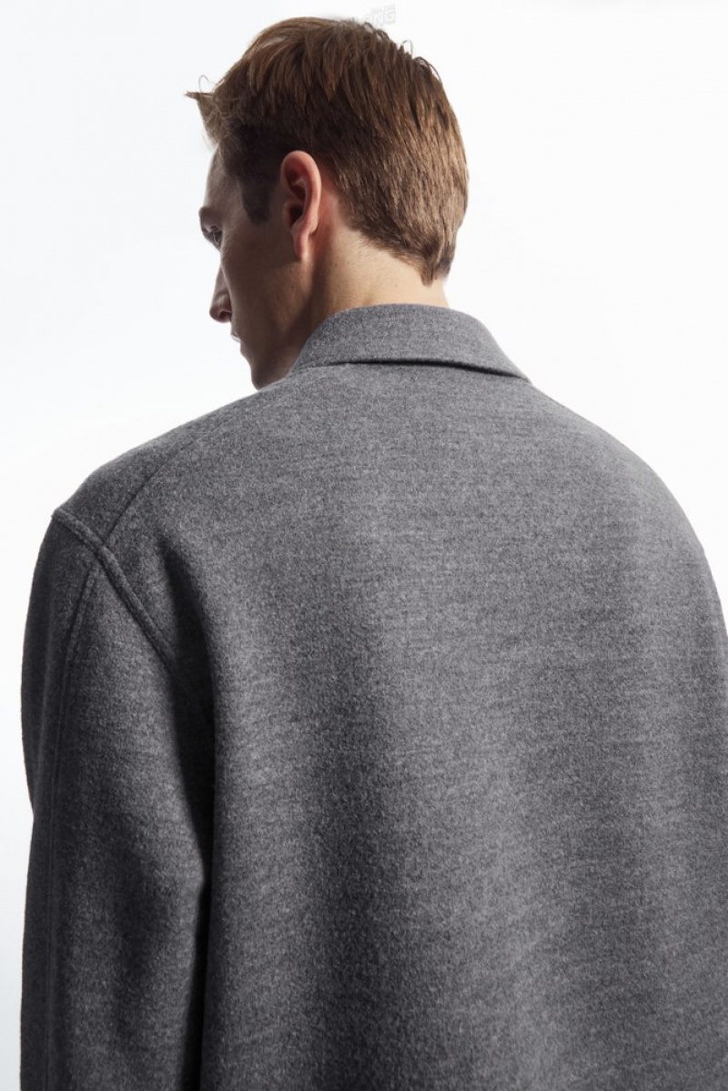 Gray COS Half-Zip Wool-Blend Sweater | BM44-D4IW