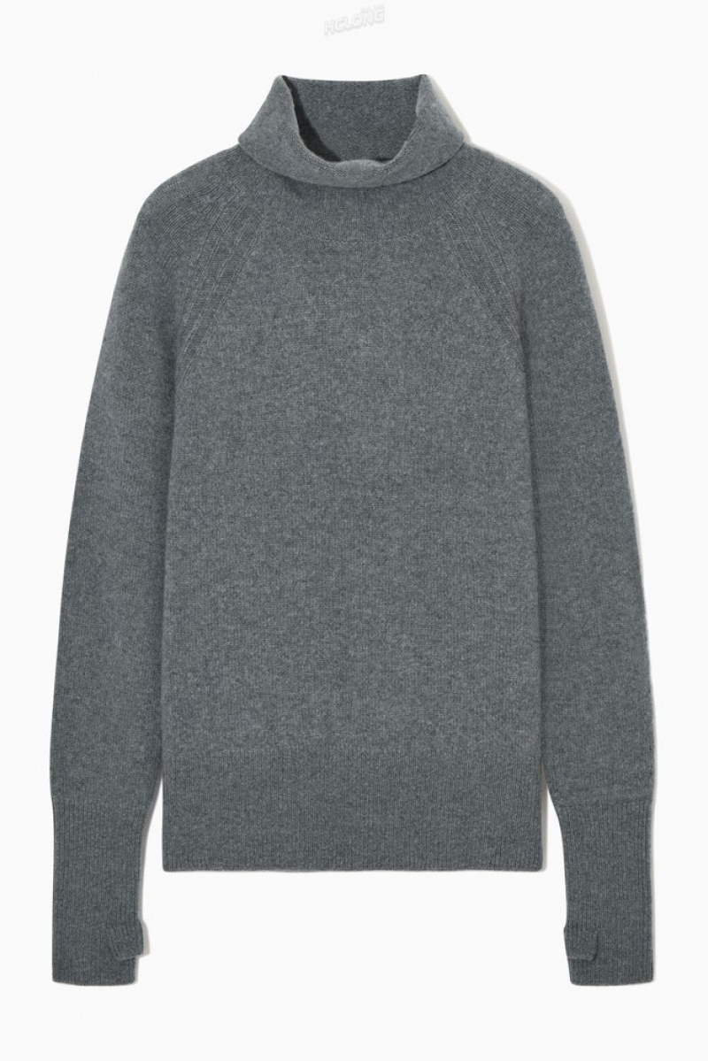 Gray COS Pure Cashmere Turtleneck Sweater | LY45-J7EL