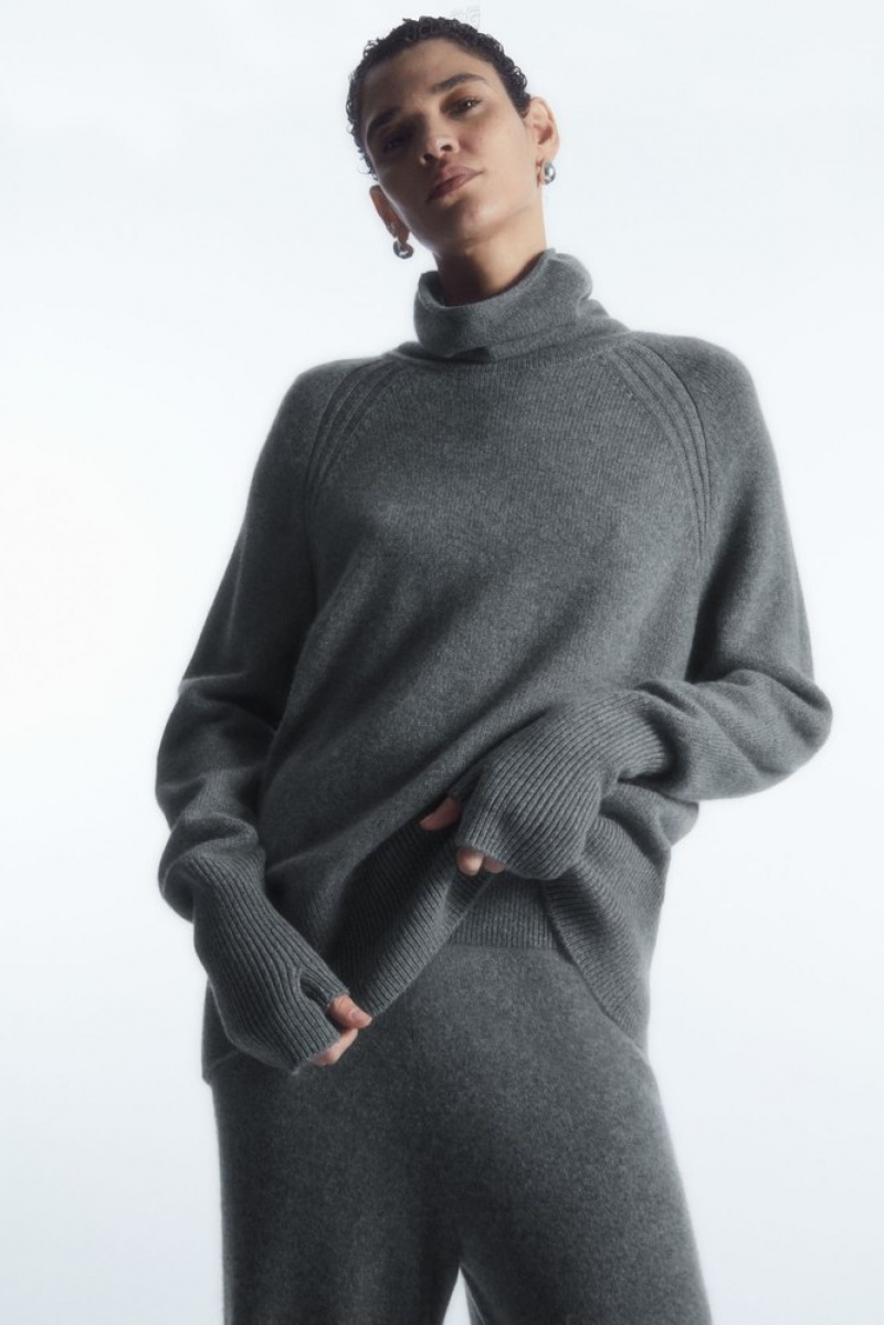 Gray COS Pure Cashmere Turtleneck Sweater | LY45-J7EL