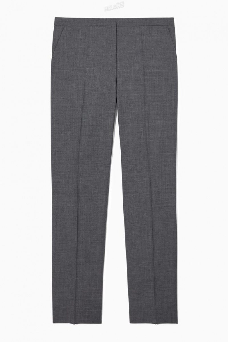 Gray COS Slim Tailored Wool Pants | KU23-P4FQ