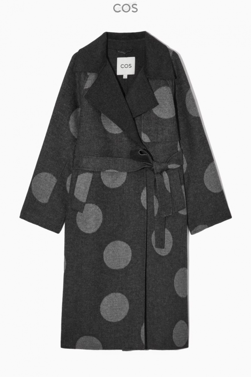 Gray / Polka-Dot COS Oversized Polka-Dot Wool Coat | VI97-V6DQ