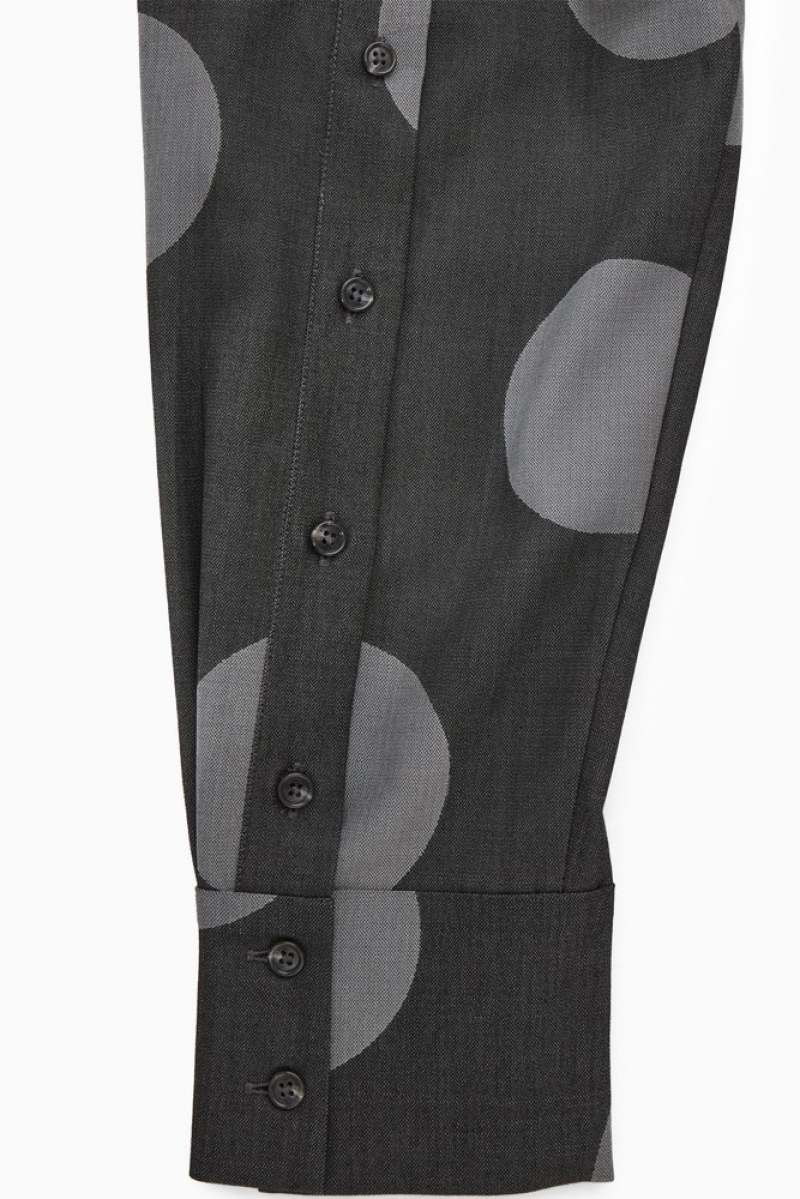 Gray / Polka-Dot COS Polka-Dot Deconstructed High-Neck Blouse | JW29-H7TP