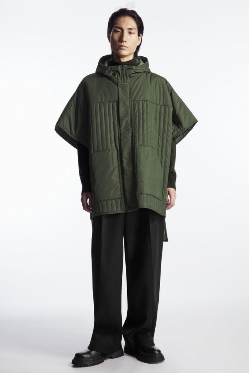 Green COS Hooded Quilted Hybrid Gilet | RK51-F9NO