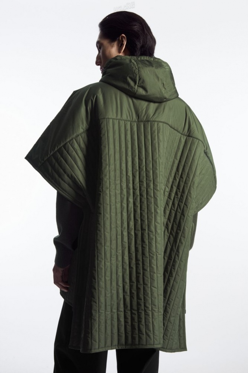 Green COS Hooded Quilted Hybrid Gilet | RK51-F9NO