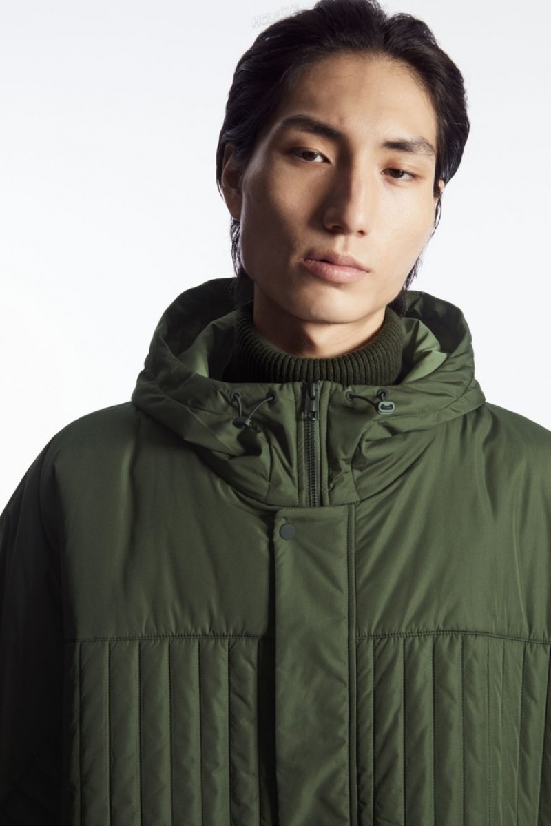 Green COS Hooded Quilted Hybrid Gilet | RK51-F9NO