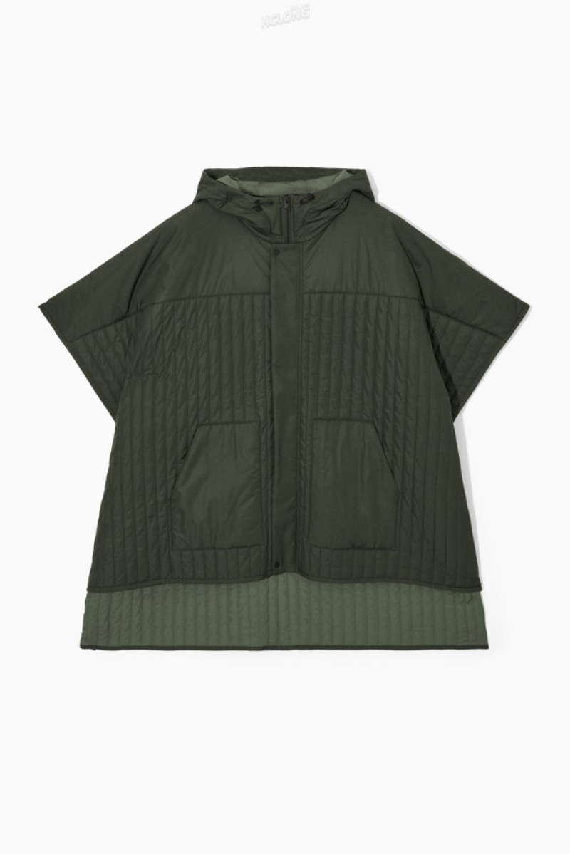 Green COS Hooded Quilted Hybrid Gilet | RK51-F9NO