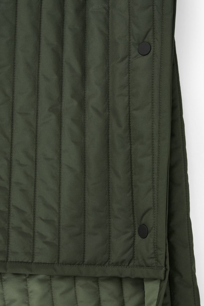 Green COS Hooded Quilted Hybrid Gilet | RK51-F9NO