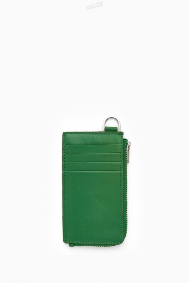 Green COS Leather Zipped Cardholder | IR10-L4NN