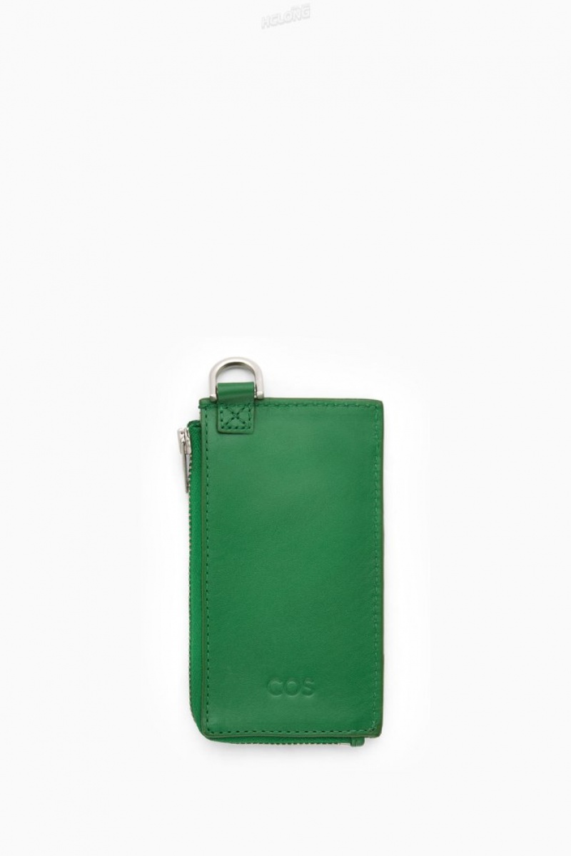 Green COS Leather Zipped Cardholder | IR10-L4NN