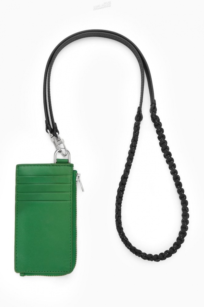 Green COS Leather Zipped Cardholder | IR10-L4NN