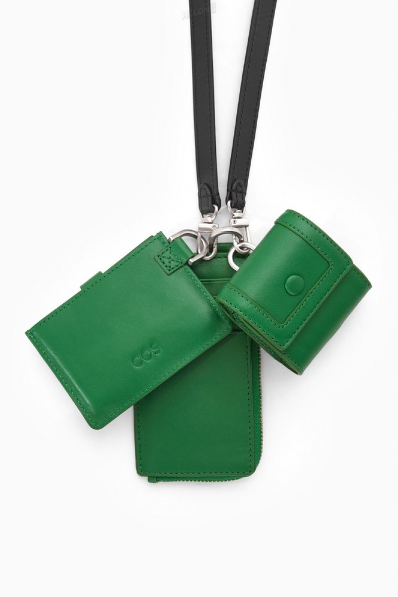 Green COS Leather Zipped Cardholder | IR10-L4NN