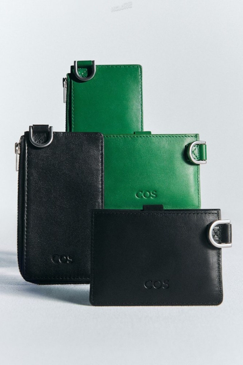 Green COS Leather Zipped Cardholder | IR10-L4NN