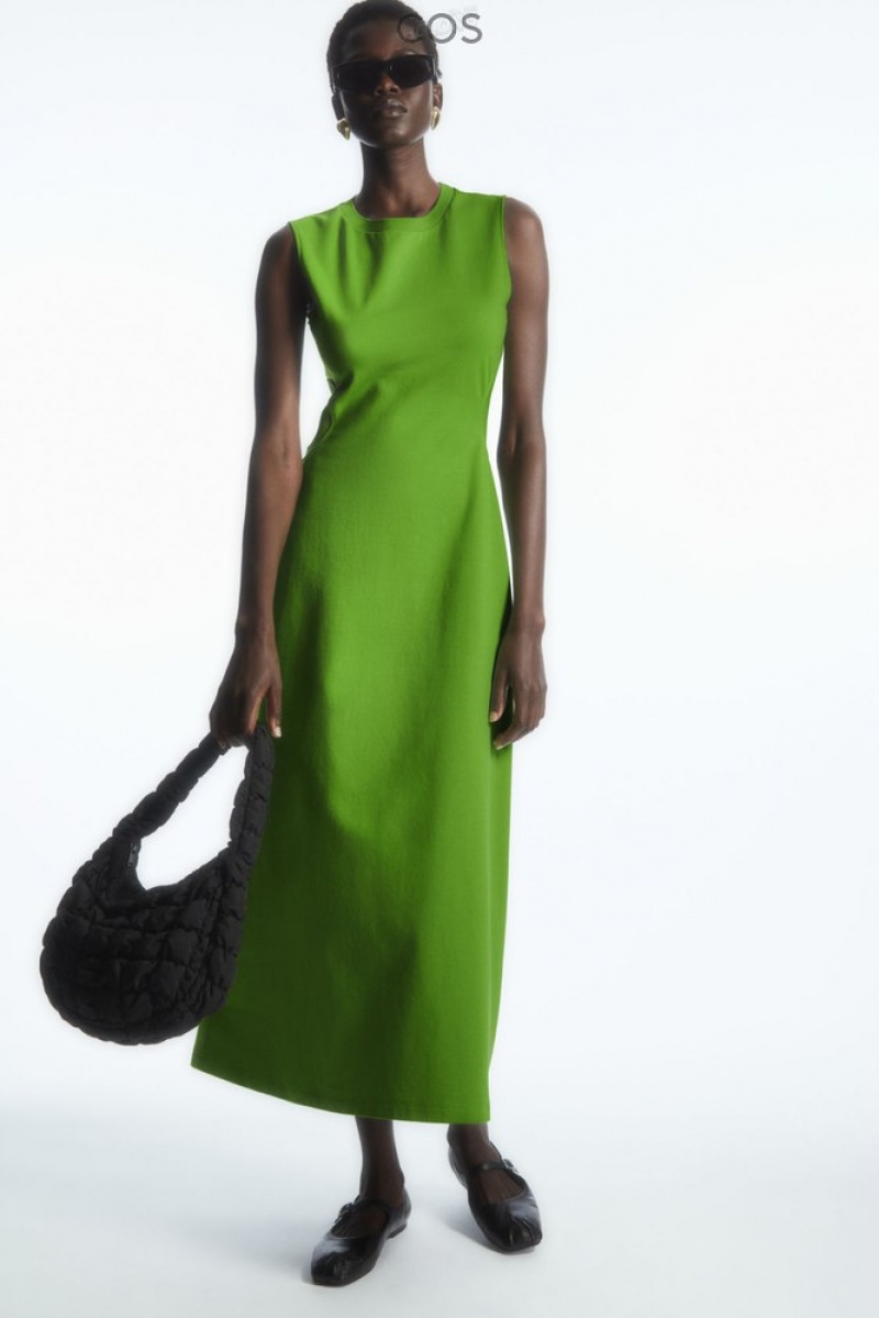 Green COS Sleeveless Cutout Maxi Dress | SN88-L8JS