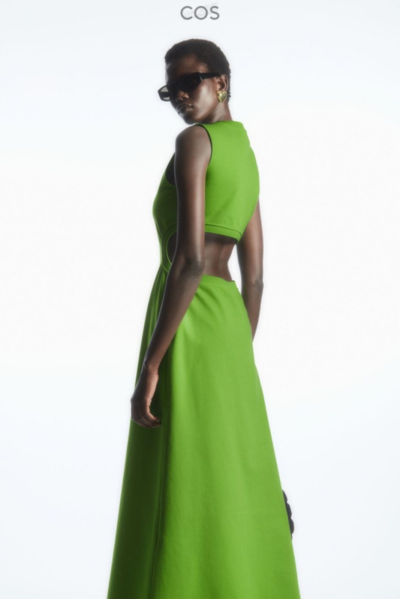 Green COS Sleeveless Cutout Maxi Dress | SN88-L8JS