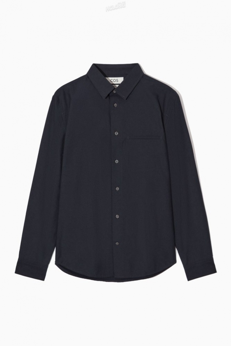 Green COS Topstitched Poplin Shirt | NP61-H9VP