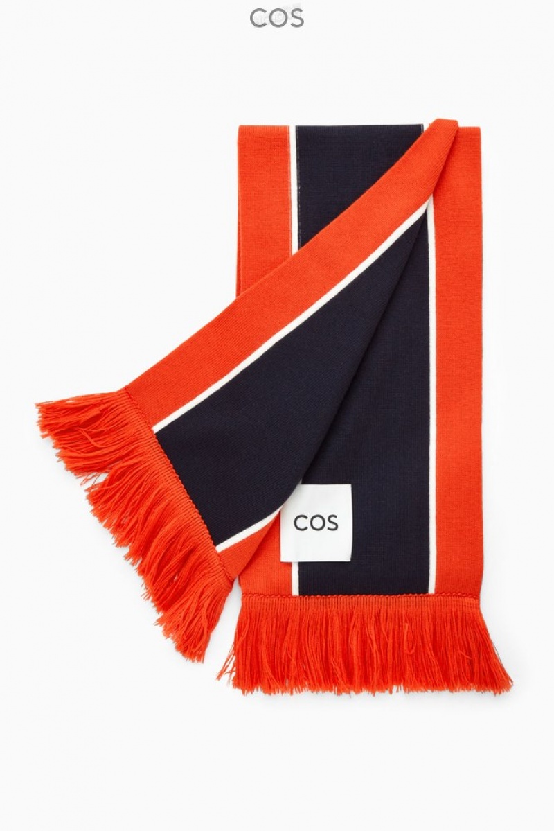 Green / Geometric COS Jacquard-Knit Wool Football Scarf | NI61-F6JN