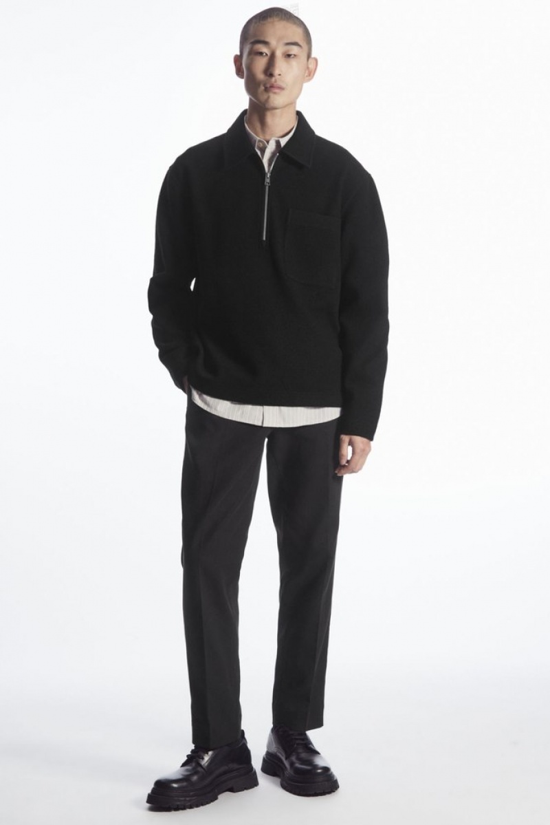 Grey COS Half-Zip Wool-Blend Jumper | LO97-L0BZ