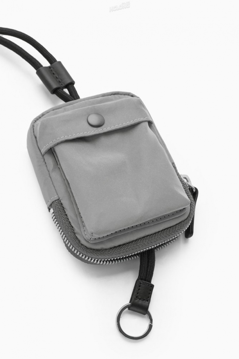 Grey COS Reflective Mini Crossbody Pouch | ZI42-C4GN