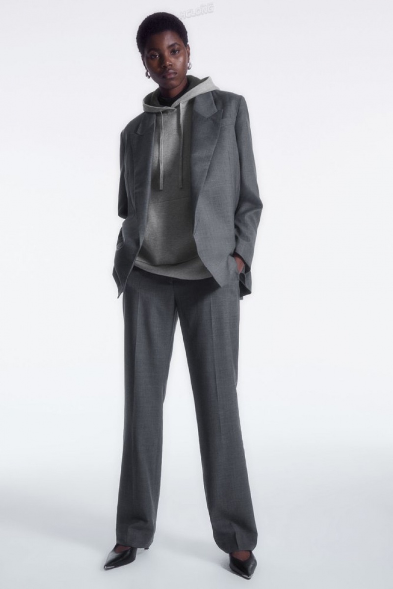 Grey COS Slim Tailored Wool Trousers | AN95-B6OT