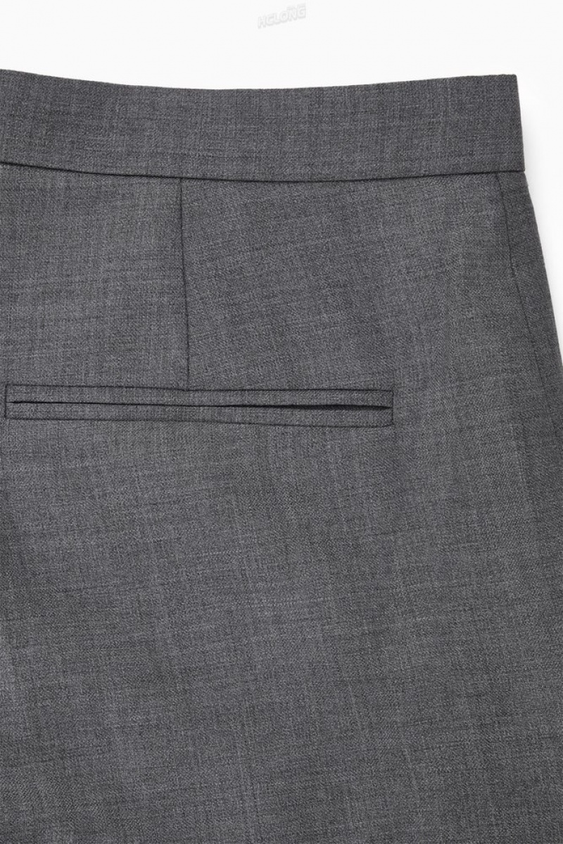 Grey COS Slim Tailored Wool Trousers | AN95-B6OT