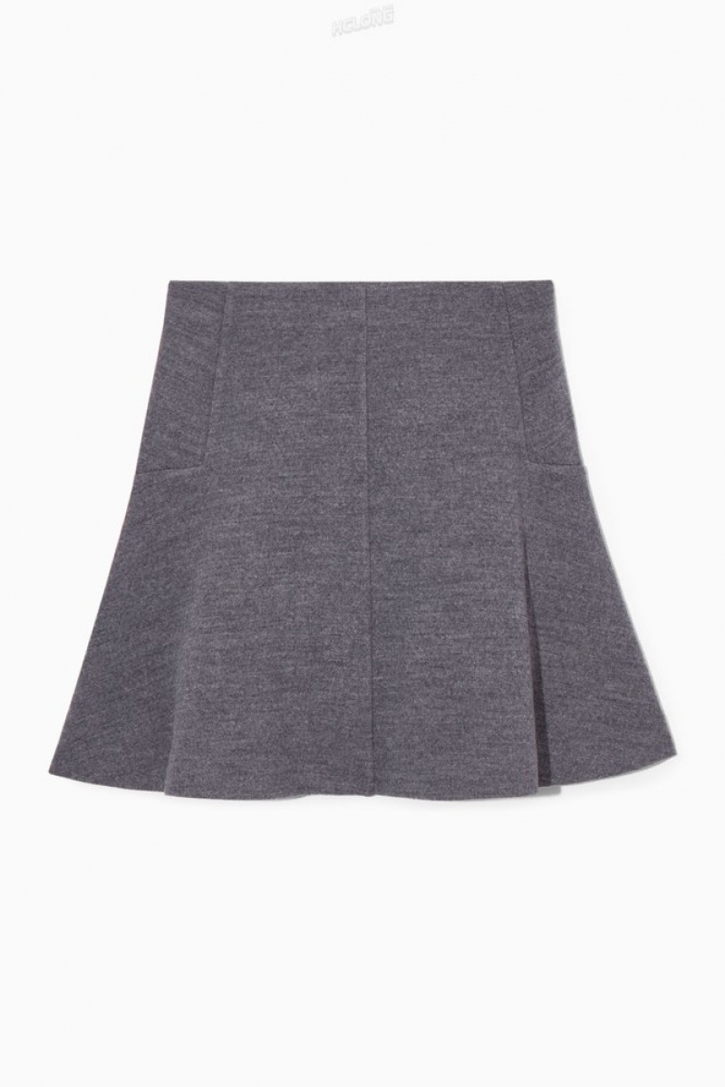 Grey MéLange COS Boiled-Wool Mini Skirt | ZG08-E2IR