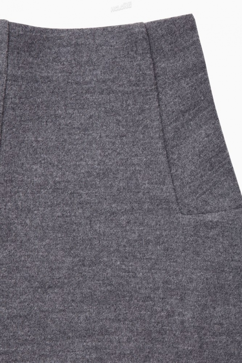 Grey MéLange COS Boiled-Wool Mini Skirt | ZG08-E2IR