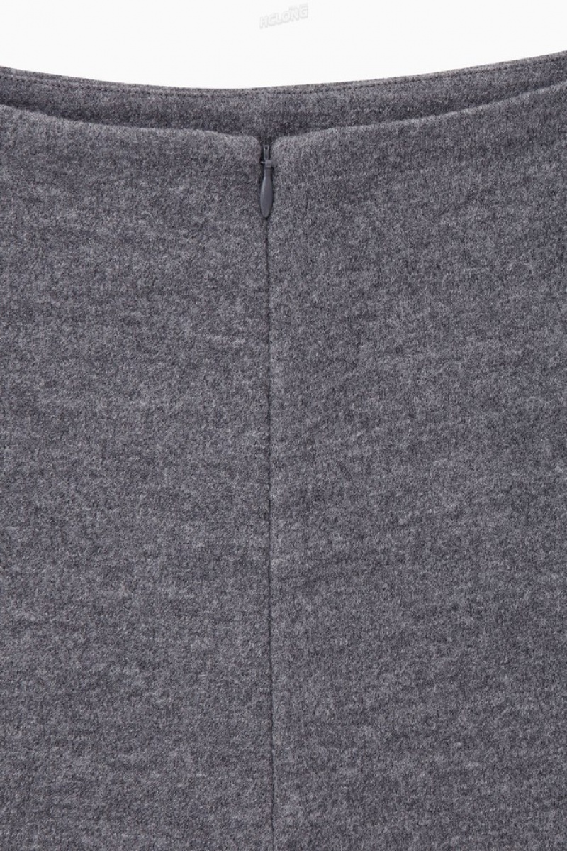 Grey MéLange COS Boiled-Wool Mini Skirt | ZG08-E2IR