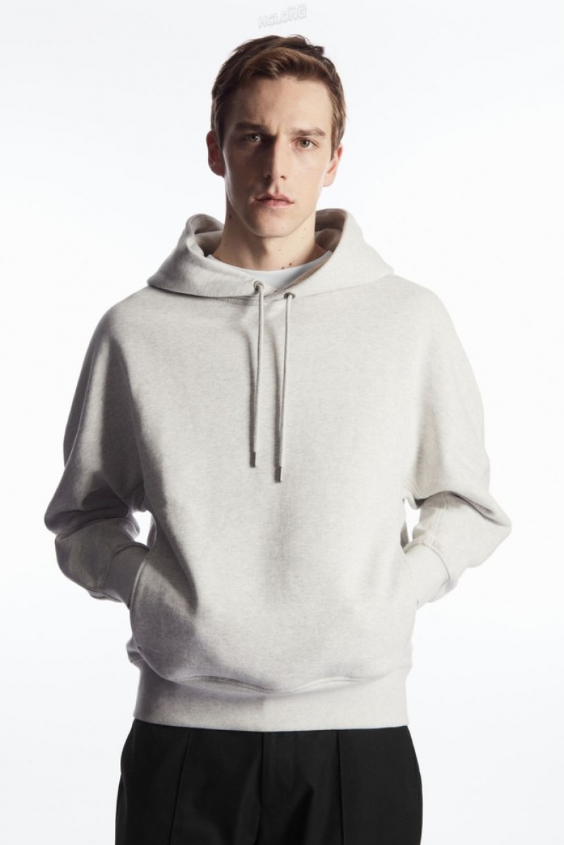 Grey MéLange COS Heavyweight Panelled Hoodie | HK76-H4NL