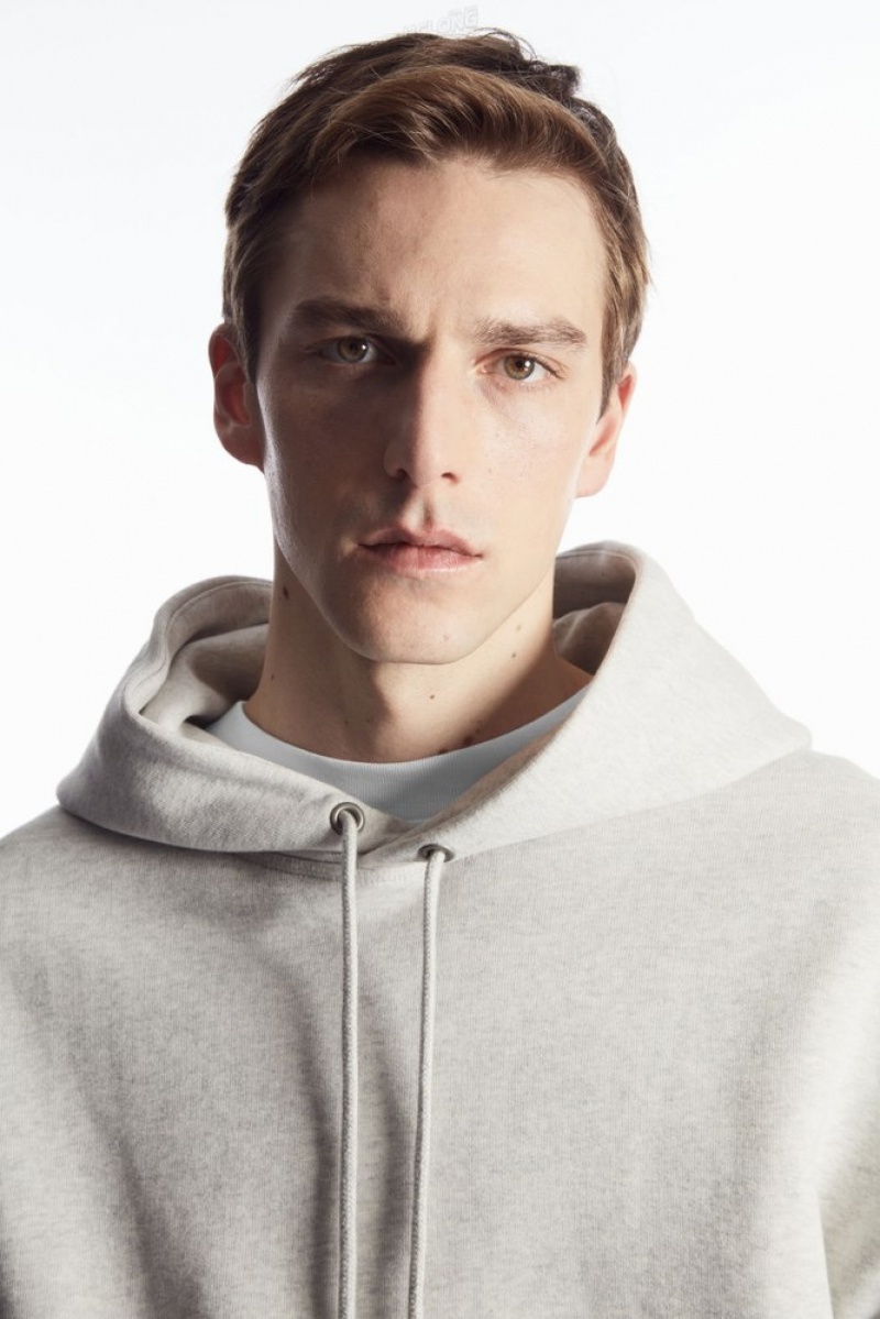 Grey MéLange COS Heavyweight Panelled Hoodie | HK76-H4NL