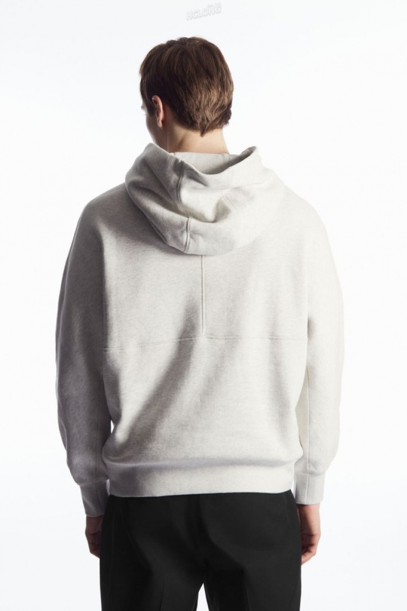 Grey MéLange COS Heavyweight Panelled Hoodie | HK76-H4NL