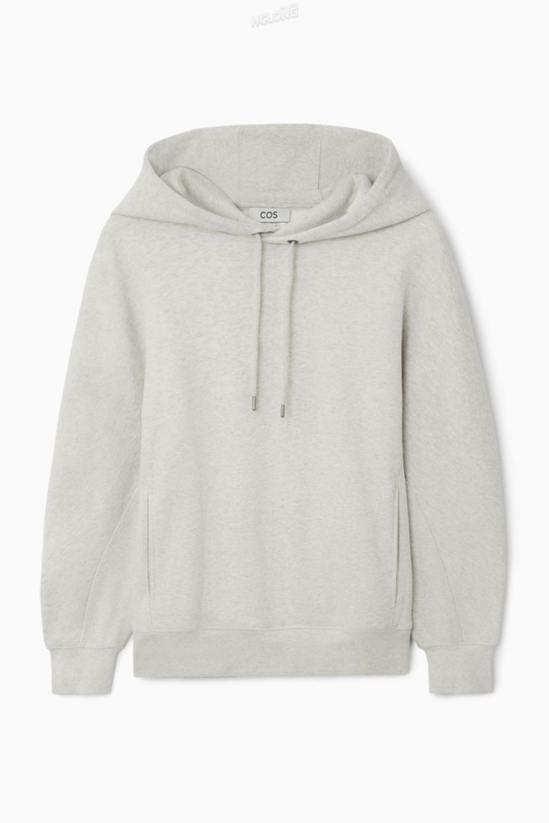 Grey MéLange COS Heavyweight Panelled Hoodie | HK76-H4NL