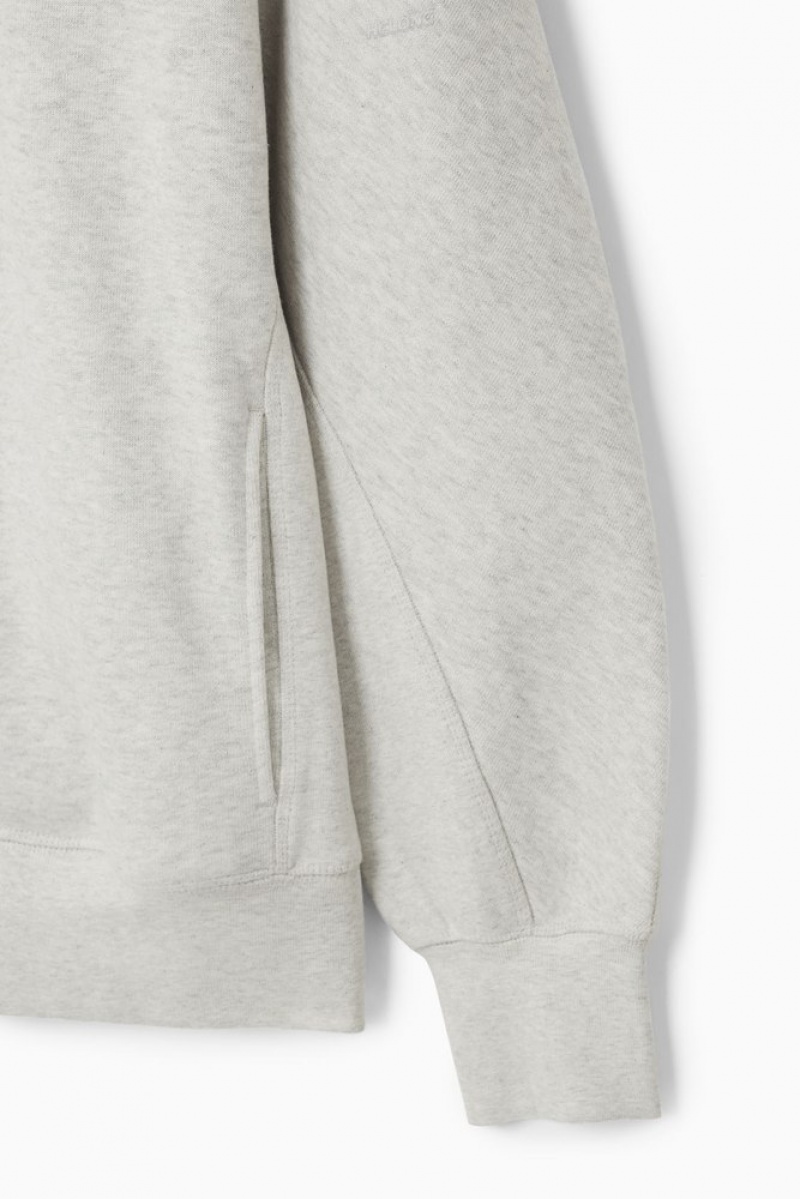 Grey MéLange COS Heavyweight Panelled Hoodie | HK76-H4NL