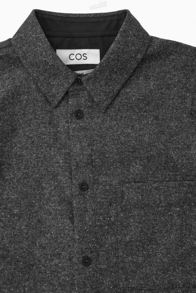 Grey / White COS Textured Wool-Jacquard Shirt | CD56-Y9GH