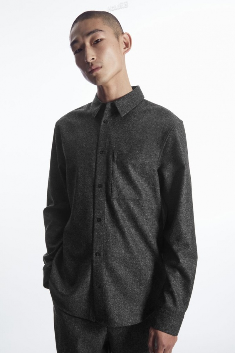 Grey / White COS Textured Wool-Jacquard Shirt | CD56-Y9GH