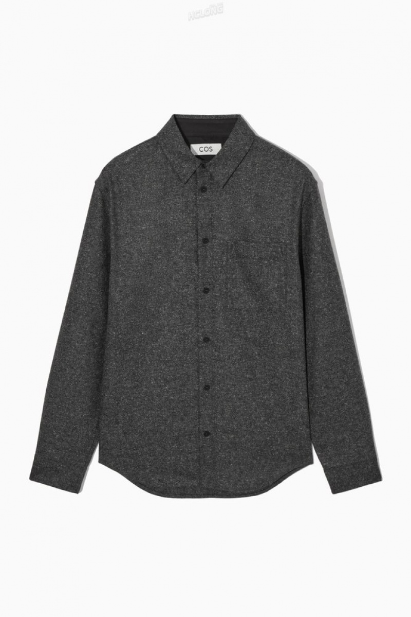 Grey / White COS Textured Wool-Jacquard Shirt | CD56-Y9GH