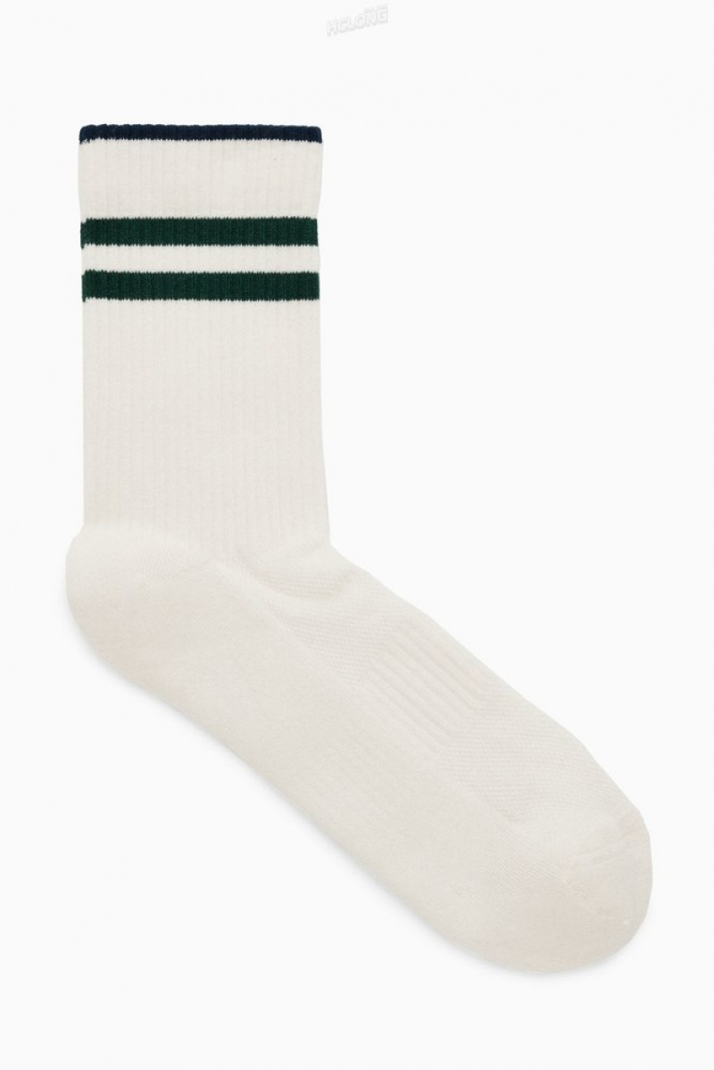 Grey / White / Striped COS Striped Sports Socks | XD40-N0CX