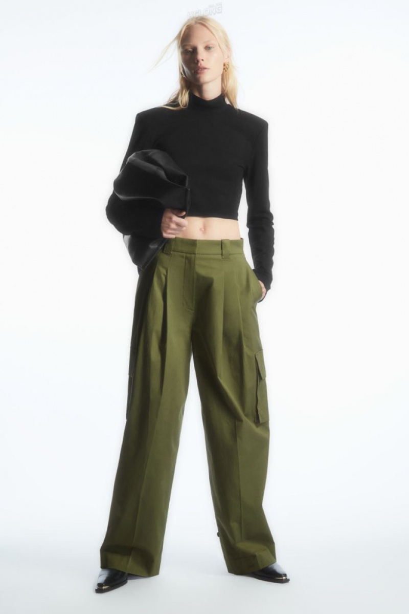 Khaki COS Wide-Leg Cargo Pants | MG74-B6IQ