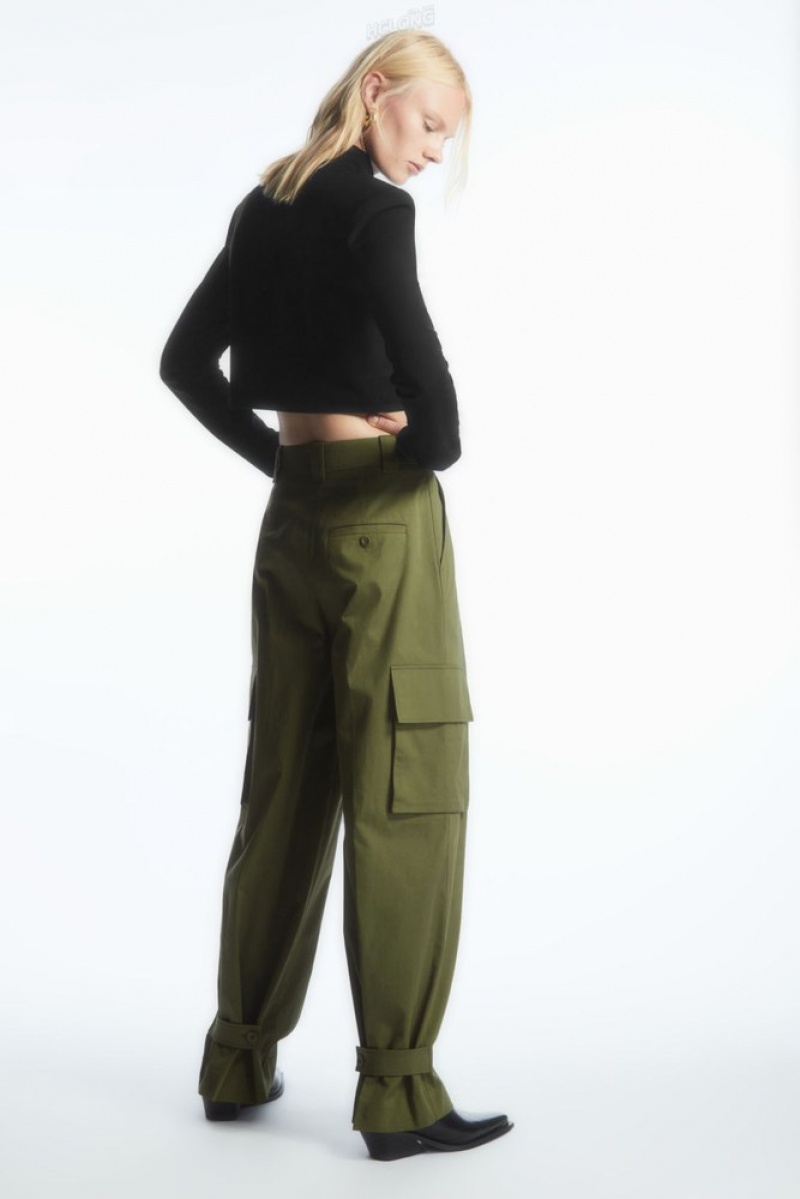 Khaki COS Wide-Leg Cargo Pants | MG74-B6IQ