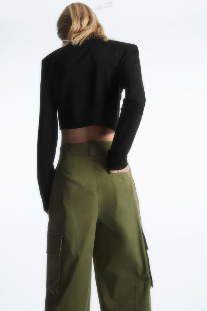 Khaki COS Wide-Leg Cargo Pants | MG74-B6IQ