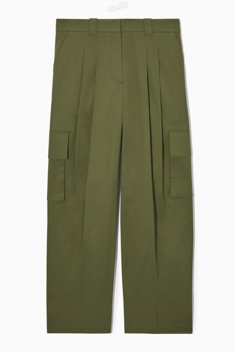 Khaki COS Wide-Leg Cargo Pants | MG74-B6IQ