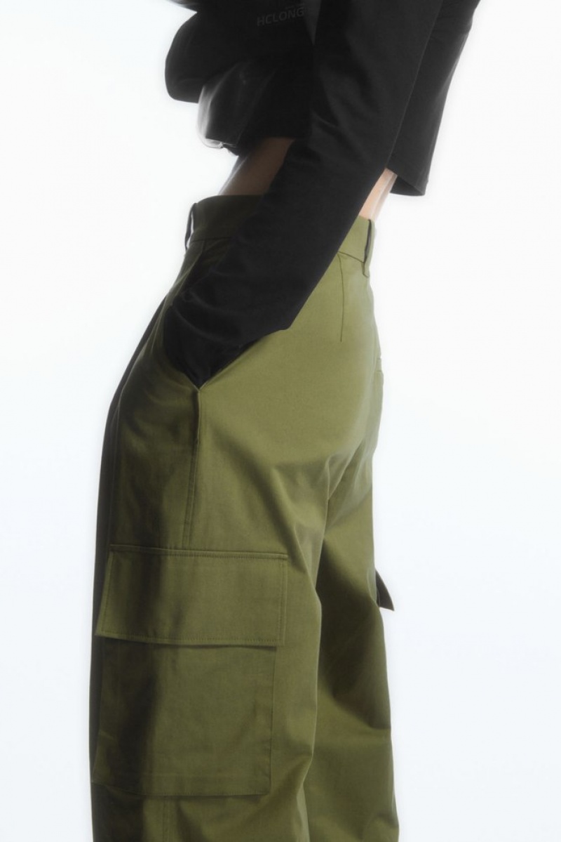 Khaki COS Wide-Leg Cargo Trousers | XI79-S2SR