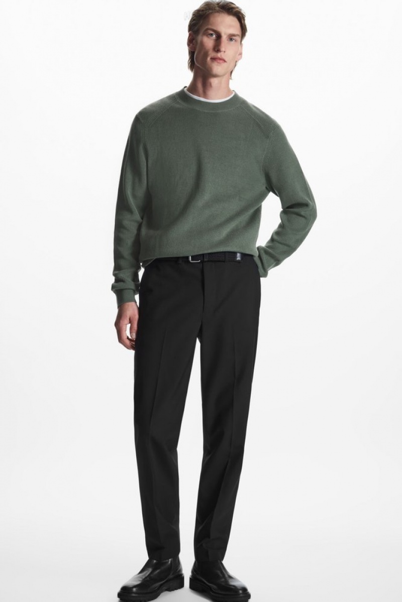 Khaki Green COS Ribbed-Knit Sweater | CB30-G3HB