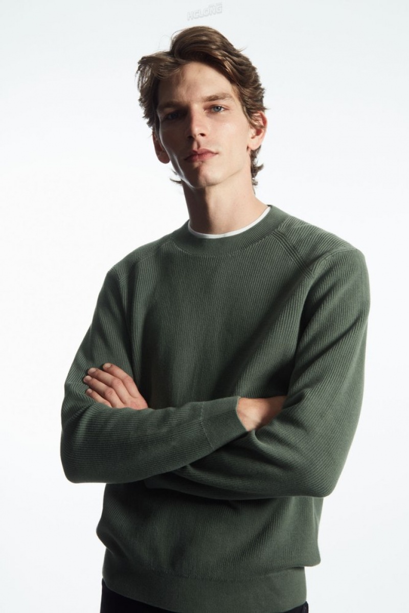 Khaki Green COS Ribbed-Knit Sweater | CB30-G3HB