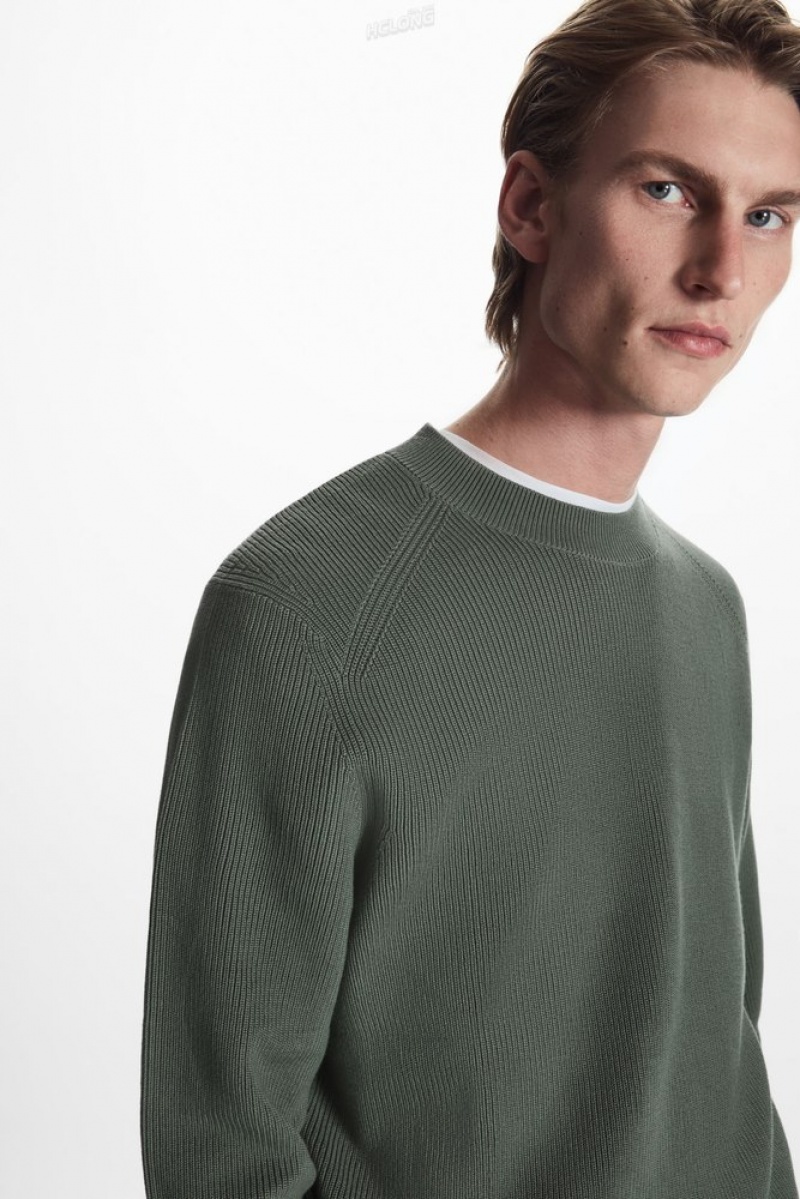 Khaki Green COS Ribbed-Knit Sweater | CB30-G3HB