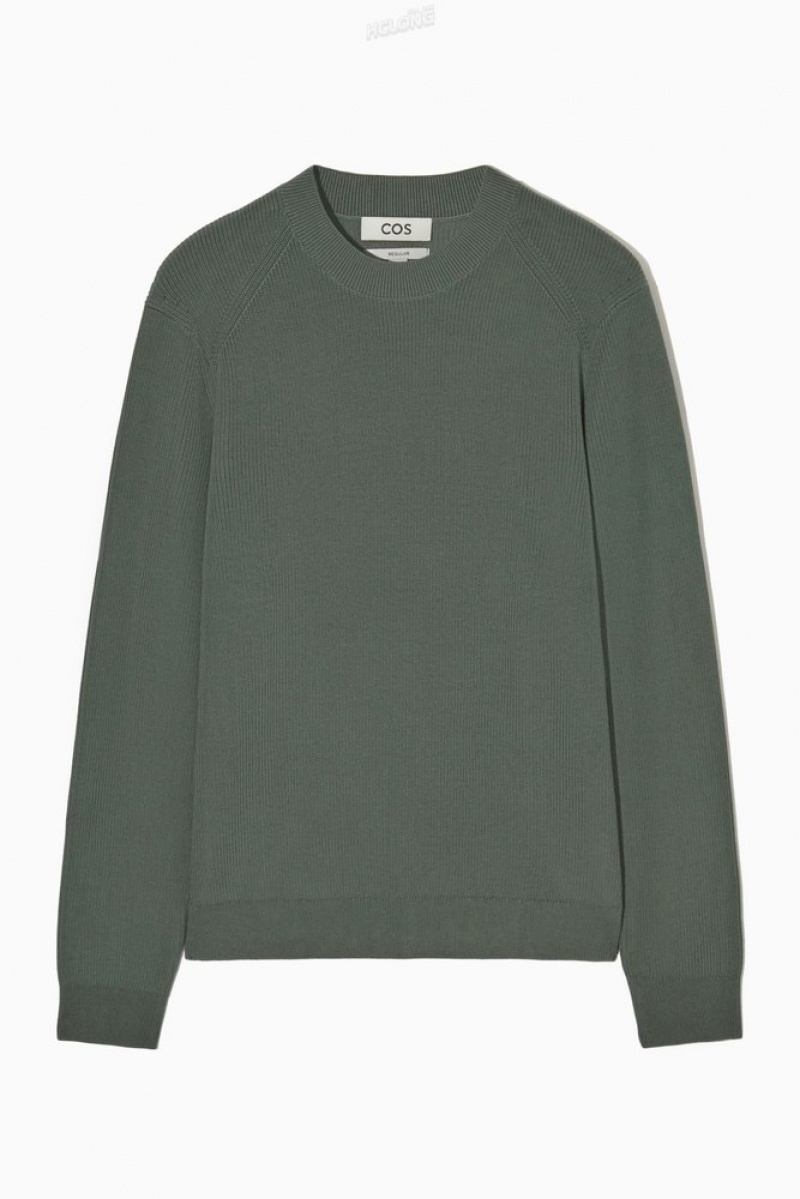 Khaki Green COS Ribbed-Knit Sweater | CB30-G3HB